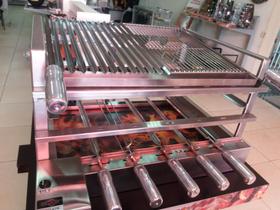 Grill Aço inox Com Grelha De Inox Mesclada Meia Parrilha E Meia Trefilada