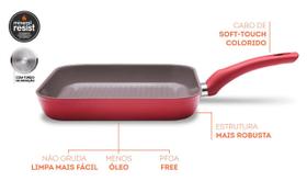 Grill Com Fundo De Indução Ceramic Life Brinox Optima 2,4 Litros 26 cm Vermelho