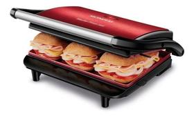 Grill e Sanduicheira Press Grill Red Ceramic PG-01-RC Vermelho e Preto 1000W Mondial