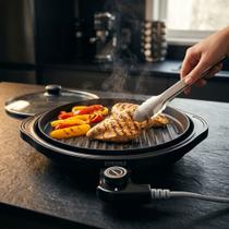 Grill Elétrico Redondo Premium Startools 1200W 220V 40cm Placa Cerâmica Antiaderente Tampa Vidro Termostato Ajustável Grill Elétrico Redondo Premium Startools 1200W 220V 40cm Placa Cerâmica Antiaderente Tampa Vidro Termostato Ajustável