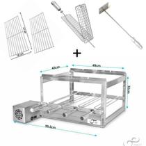 Grill Inox 4 Espetos para Churrasqueira mais Acessórios