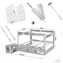 Grill INOX 4 espetos para Churrasqueiras com Acessórios