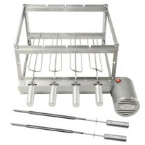 Grill Inox Churrasqueira Elétrica Giratória 4 Espetos Bi Volts - Brasa Grill + 2 Espetos Picanha