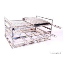 Grill Manual Inox para Churrasqueira com Grelha Meio Argentina e Moeda - Coutinho