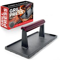 Grill Press Shop, ferro fundido quadrado, 20 x 10 cm, 1,2 kg, pré-temperado Grill Press Shop, ferro fundido quadrado, 20 x 10 cm, 1,2 kg, pré-temperado