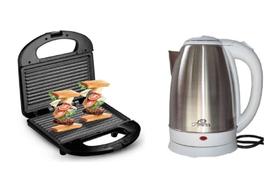 Grill Sanduicheira Elétrica Lisa +Jarra Elétrica Branco 220V