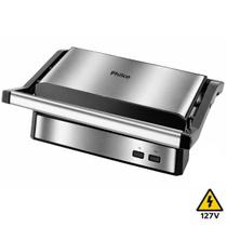 Grill Sanduicheira Philco 2 em 1 Elétrico 1000W Antiaderente Abertura 180 Inox para Carnes Lanches