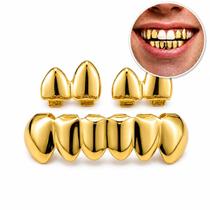 Grillz 6 Dentes Dourado Inferiores 2 Pares Superiores