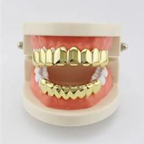 Grillz 8 Dentes Banhado A Ouro Hip Hop Superior + Inferior