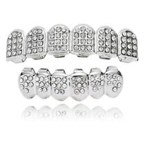 Grillz Dente Prateado Com Zircônia Cravejado Hip-Hop Grillz Dente Prateado Com Zircônia Cravejado Hip-Hop