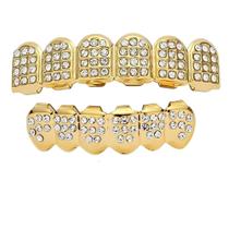 Grillz Dentes Banhado A Ouro Cravejado Com Zircônia Brilhante