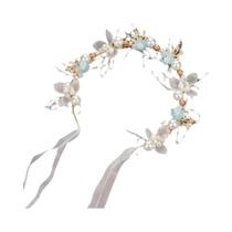 Grinalda de Flores Boêmia com Pérolas - Tiara de Cabelo para Meninas