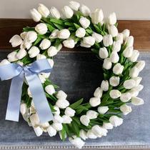 Grinalda FRINIE Tulip de 40 cm com folhas verdes para o Dia das Mães