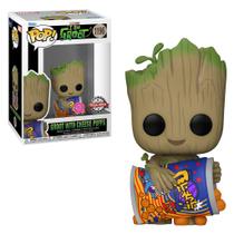 Groot with Cheese Puffs 1196 Flocked Pop Funko Marvel - FUNKO POP