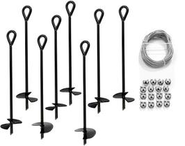 Ground Anchor Ashman com fio galvanizado de 100 m, pacote com 8 Ground Anchor Ashman com fio galvanizado de 100 m, pacote com 8
