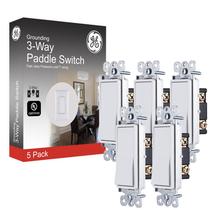 Grounding Paddle Rocker Switch, pacote com 5 unidades, 3 vias, 15A GE, branco Grounding Paddle Rocker Switch, pacote com 5 unidades, 3 vias, 15A GE, branco