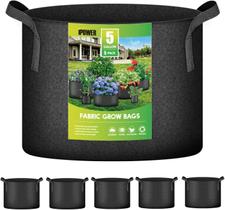 Grow Bags iPower, pacote com 5 potes de tecido não tecido de 5 galões, pretos Grow Bags iPower, pacote com 5 potes de tecido não tecido de 5 galões, pretos