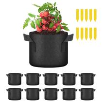 Grow Bags YSSOA, pacote com 10 unidades, tecido não tecido de aeração de 4L preto