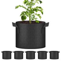 Grow Bags YSSOA, pacote com 5 unidades, tecido não tecido de aeração de 19 litros, preto