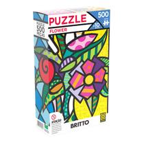 Grow quebra cabeça puzzle 500 peças romero britto - flower