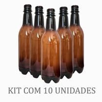 Growler Pet Âmbar 500 Ml Tipo Long Neck - Pack Com 10 Un