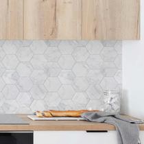 Grudado Papel De Parede Lavável Hexágono Mármore - 4 folhas