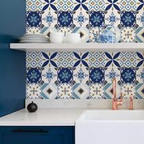 Grudado Papel De Parede Lavável Retro Blau - 4 Folhas