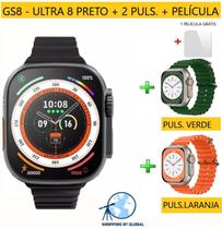 GS8 Relógio Smartwatch Ultra 8 GS8 Série 8 Esportivo 45mm Rede Social KIT 3 Puls.+Pelíc