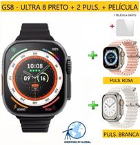 GS8 Relógio Smartwatch Ultra 8 GS8 Série 8 Esportivo 45mm Rede Social KIT 3 Puls.+Pelíc