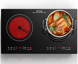 GTKZW Cooktop Elétrico 24" 2400W com 2 Queimadores e Tela Touch LED