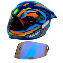 GTRacing Bolt Azul Com Amarelo e Laranja FW3 + Viseira Revo FW3