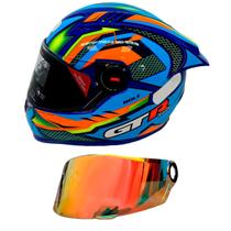 GTRacing Bolt Azul Com Amarelo e Laranja FW3 + Viseira Revo FW3 GTRacing Bolt Azul Com Amarelo e Laranja FW3 + Viseira Revo FW3