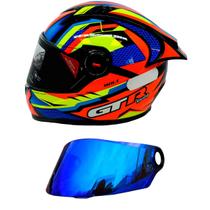 GTRacing Bolt Laranja Com Amarelo e Azul FW3 + Viseira Revo FW3 GTRacing Bolt Laranja Com Amarelo e Azul FW3 + Viseira Revo FW3