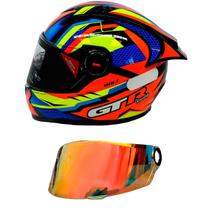 GTRacing Bolt Laranja Com Amarelo e Azul FW3 + Viseira Revo FW3 GTRacing Bolt Laranja Com Amarelo e Azul FW3 + Viseira Revo FW3