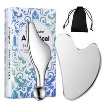Gua Sha Facial Tools BEAUTYFACTOR em aço inoxidável com massageador de olhos