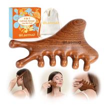 Gua Sha Tool Olaemuo 4 em 1 para rosto e couro cabeludo, massageador de sândalo Gua Sha Tool Olaemuo 4 em 1 para rosto e couro cabeludo, massageador de sândalo