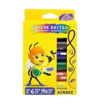 Guache Bastão Acrilex 6 Cores 10g