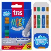 Guache Bastão Metálico Mega Summit 6 Cores Brilho Pintura Infantil Guache Bastão Metálico Mega Summit 6 Cores Brilho Pintura Infantil