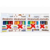 Guache Bastão Neon 6 Cores Atóxico Escolar Kit Lavável
