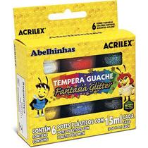 Guache Com Glitter Com 6 Cores 15ml Acrilex