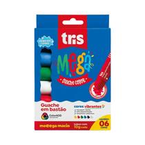 Guache em Bastão TRIS Mega Kit com 6 Cores Fácil de Usar, Sem Sujeira, Arte Criativa Guache em Bastão TRIS Mega Kit com 6 Cores Fácil de Usar, Sem Sujeira, Arte Criativa