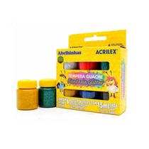 Guache Fantasia Gliter 15ml 6 cores - Acrilex Guache Fantasia Gliter 15ml 6 cores - Acrilex