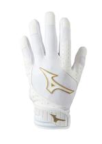 Guantes de Bateo para Softbol Mizuno Finch Juvenil Acolchados Blanco-Oro