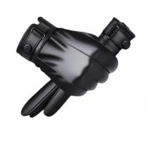 Guantes de cuero POONWEI medios para pantalla táctil, cálidos para invierno