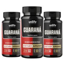 Guaraná Suplemento Alimentar 60 Capsulas Kit com 3 Unilife