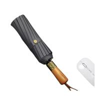 Guarda-chuva Automático Extra Grande Resistente Ao Vento E Impermeável Com Cabo De Madeira E Fita