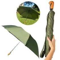 Guarda-Chuva Automático Grande Cabo Madeira Reforçado