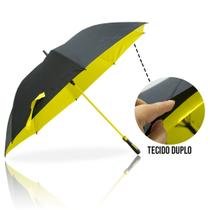 Guarda Chuva Automático Preto Tecido Duplo Grande Reforçado