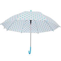 Guarda-chuva cabo longo abertura automática transparente hl bolinha azul