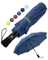 Guarda-chuva Chakipee Travel Compact à prova de vento, 97 cm de extensão, azul marinho